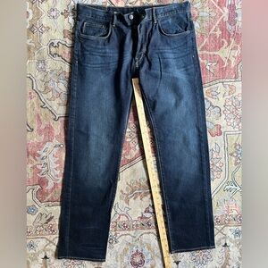 Straight leg, button fly, dark wash jeans from H&M